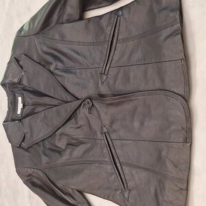 Vintage Yvonne Marie Lambs Leather Fitted Black Jacket Single Button Size 4  90s